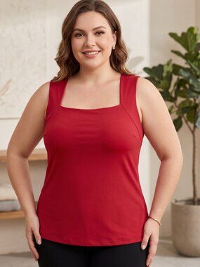 NWT Athmile Womens Red Cowl Neck Drape Front Sleeveless Tank Top Cami Size XL